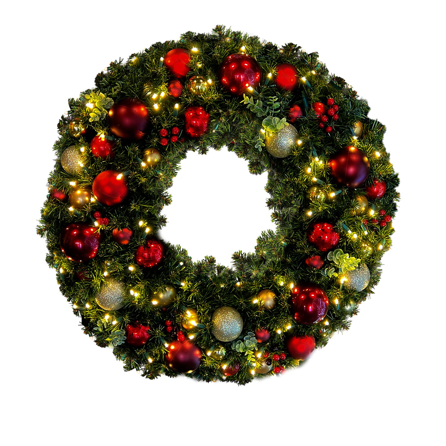 Ornamented Warm White Pre-lit Christmas Wreath