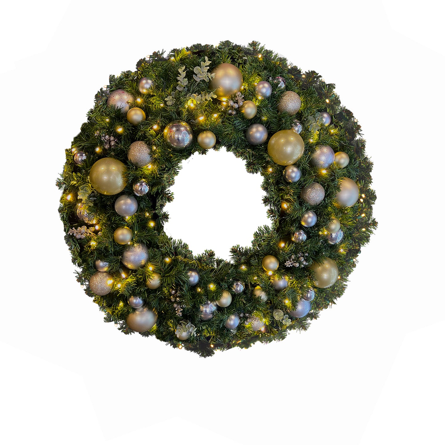 Ornamented Warm White Pre-lit Christmas Wreath