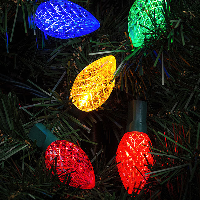 25L Faceted C9 LED Light String, 8in Bulb Spacing
