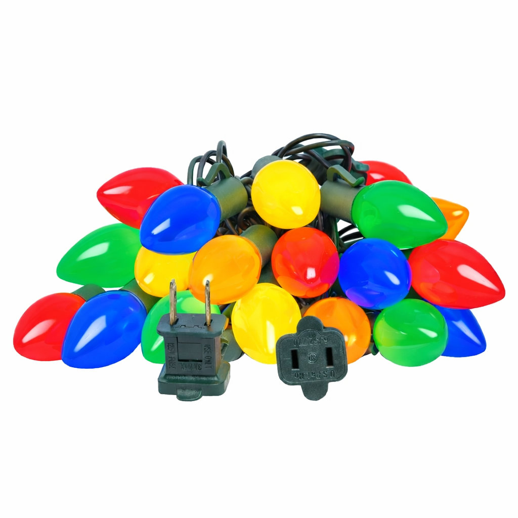 25L Opaque C9 LED Light String, 8in Bulb Spacing