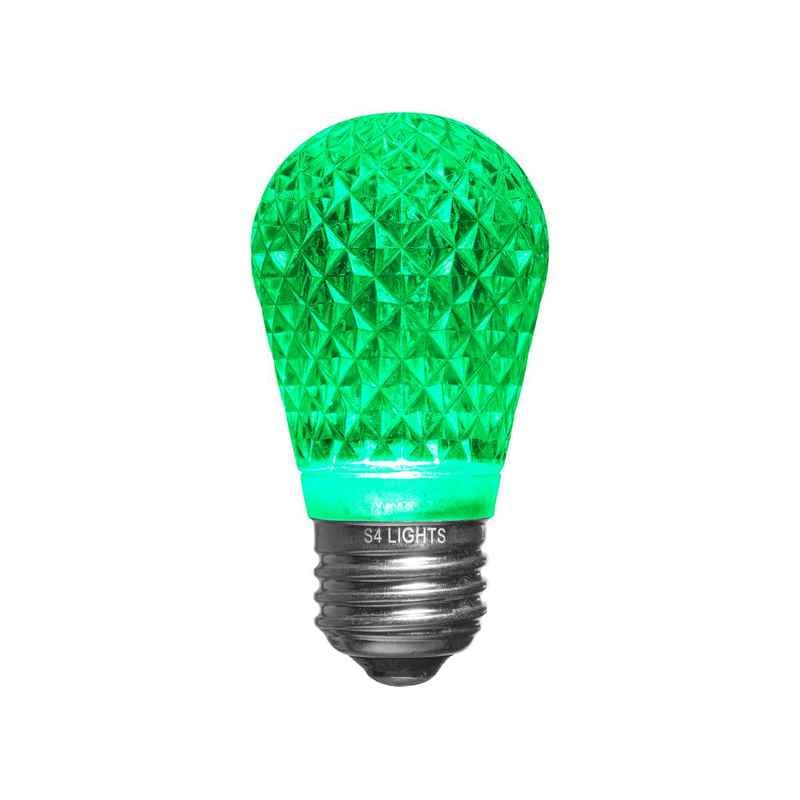 S14 LED Faceted Bulb, E26 Base Green|1d183053a613cdec5665a3b30f3be402