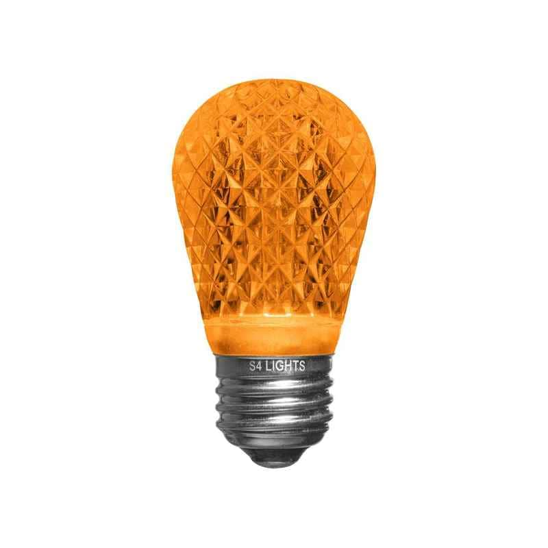 S14 LED Faceted Bulb, E26 Base Orange|ee87b0e11a95bc0a9b075bdc85247f74