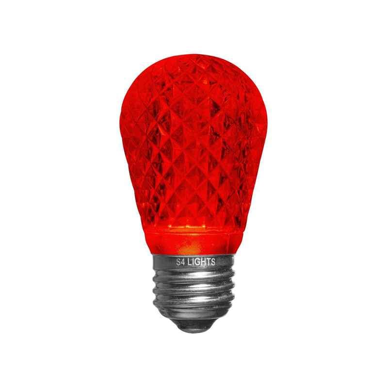 S14 LED Faceted Bulb, E26 Base Red|4b991ee09cb0c073af2e1140ae41c435