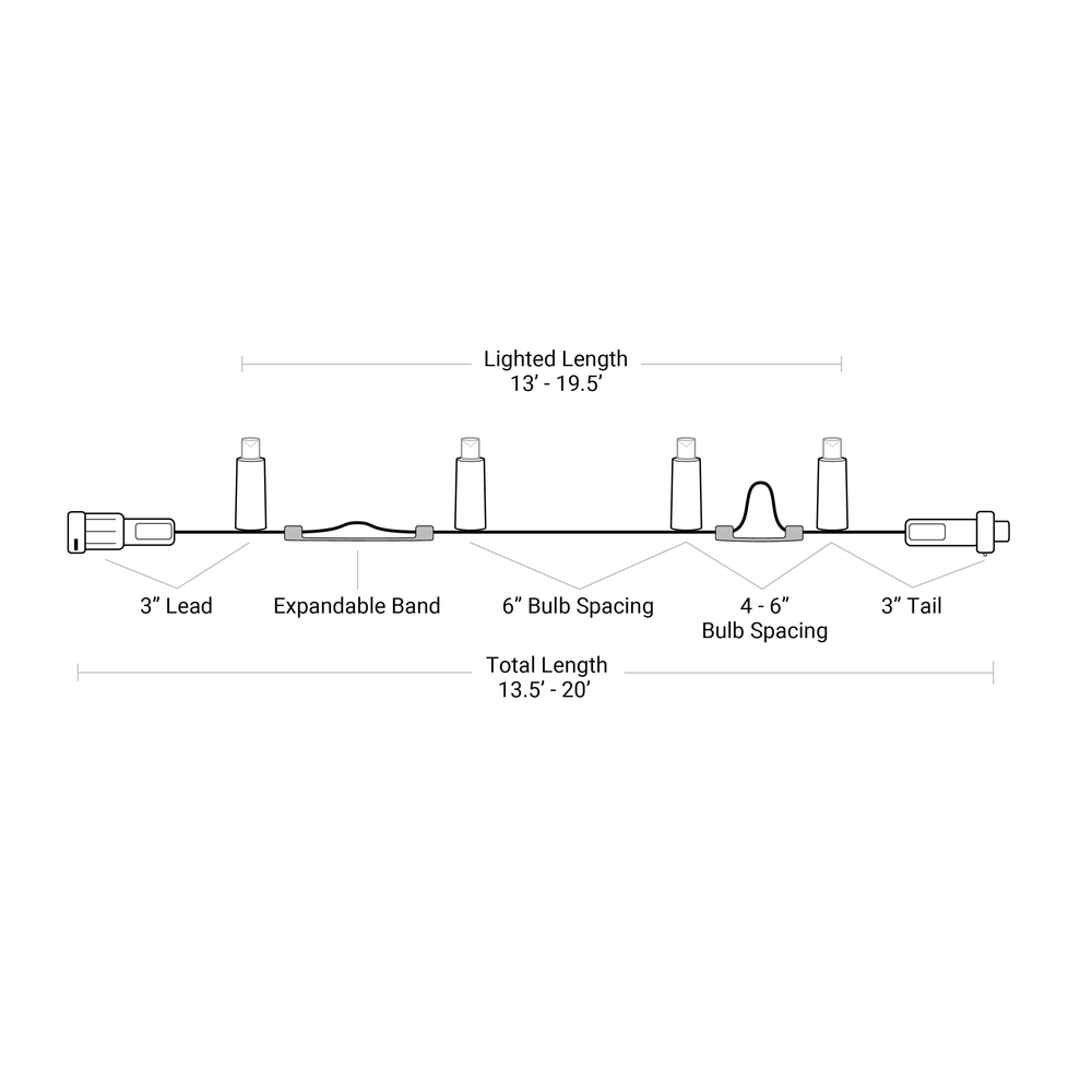 40L 7mm LED Expandable Light String, 6in Bulb Spacing
